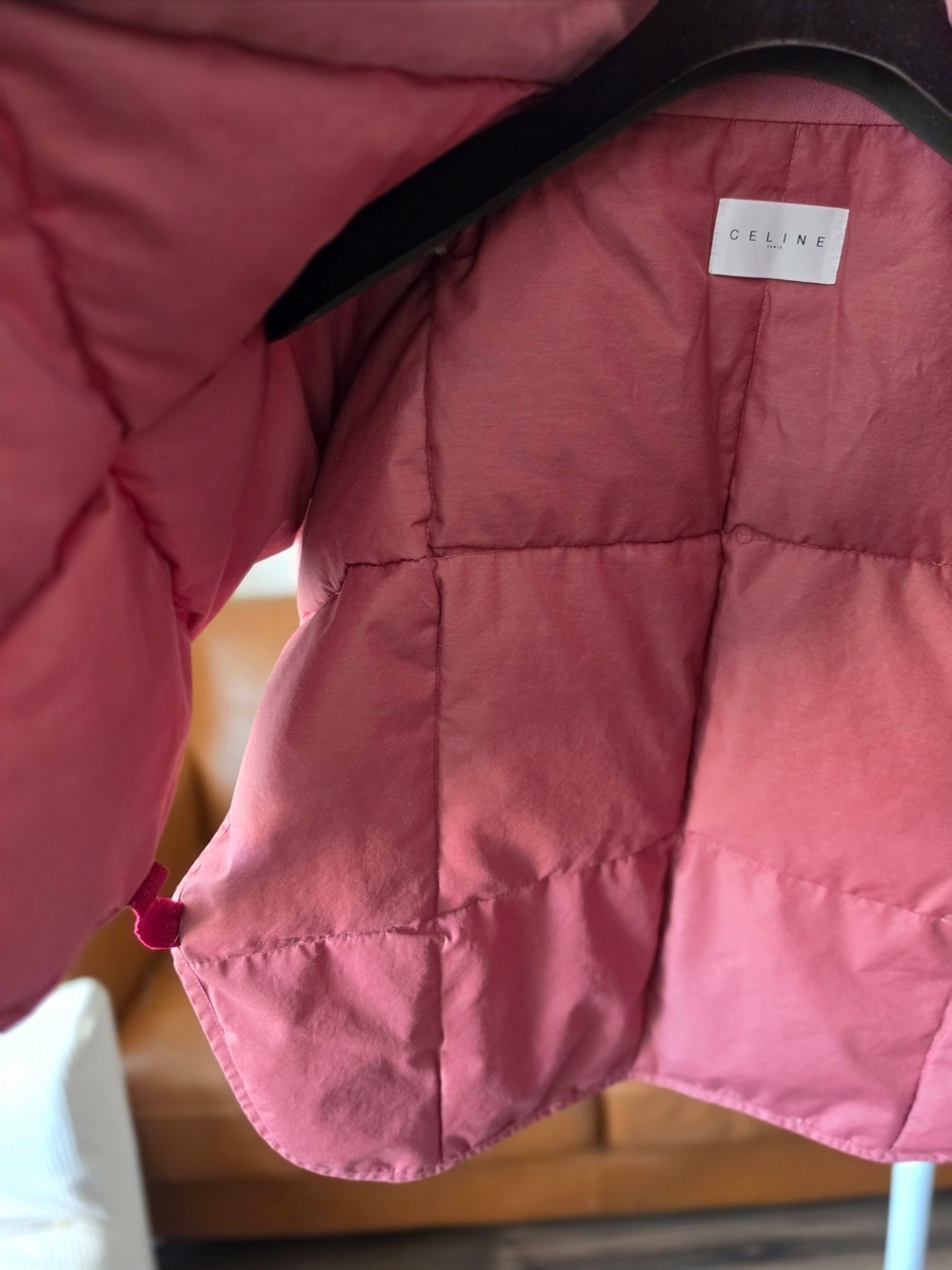 Authentic Celine Pink Dusty Rose Paisley Down Puffer Wrap One Size - Picture 10 of 13